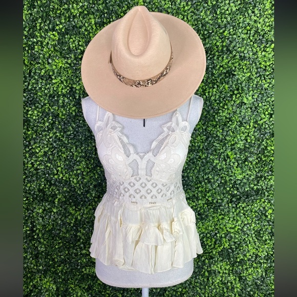 100% wool snake‎ print trim  beige fedora nwt main image 5